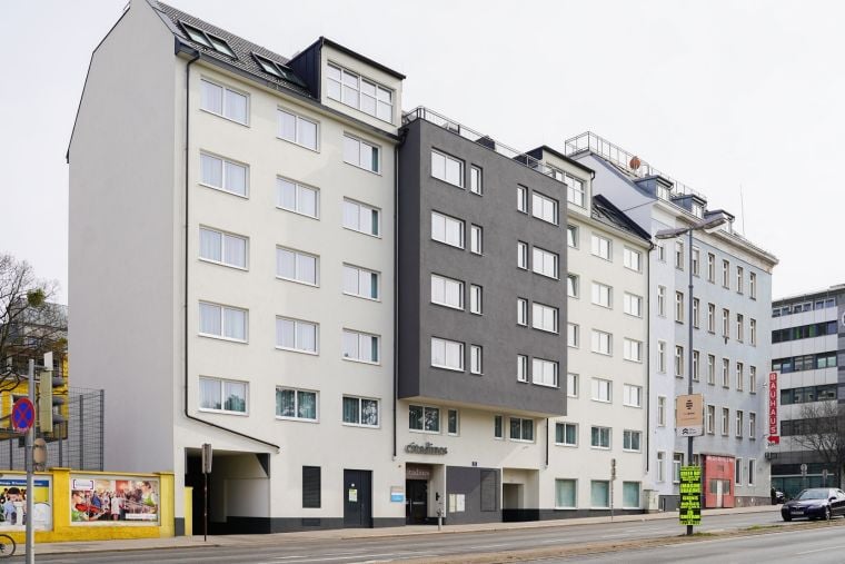 Fachada de nuestro apart hotel en Viena