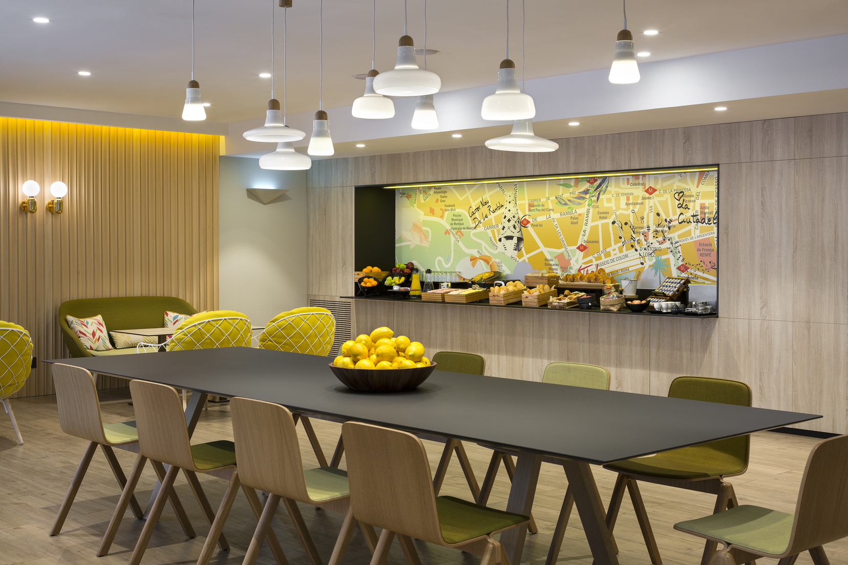 Breakfast room of our apart hotel in Barcelona