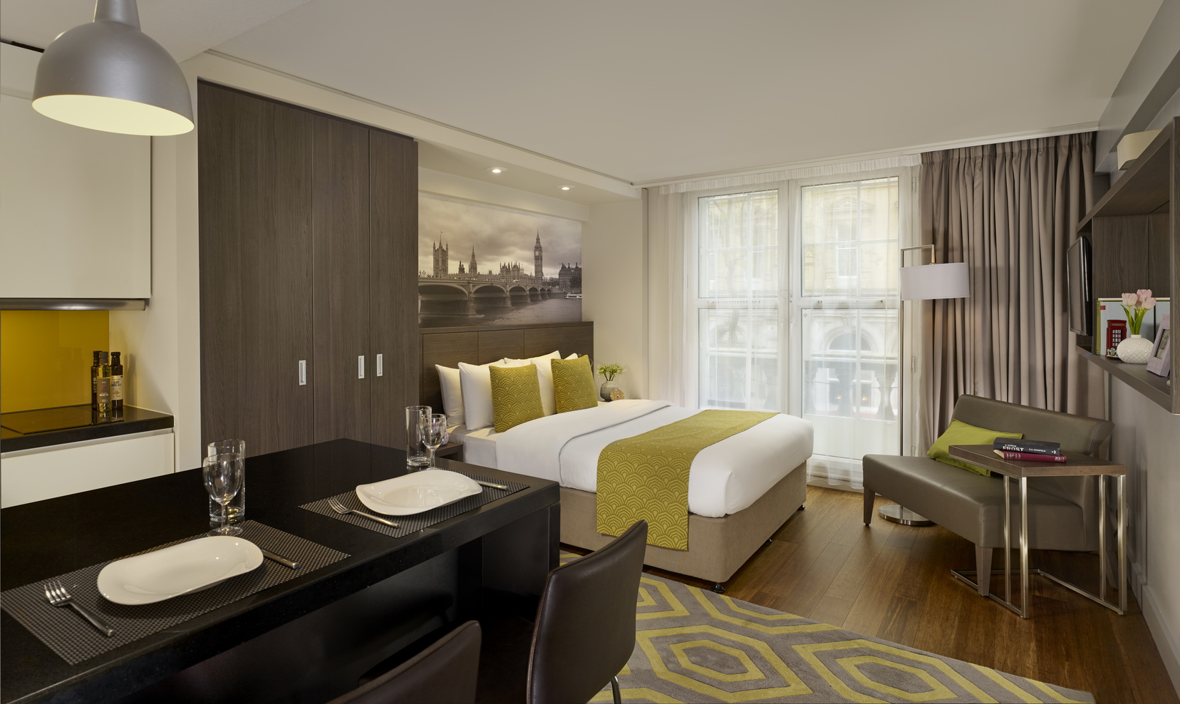 Studio with its kitchen and bedroom area, apart hotel London