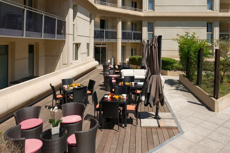 Terrace of our apart hotel in Montpellier