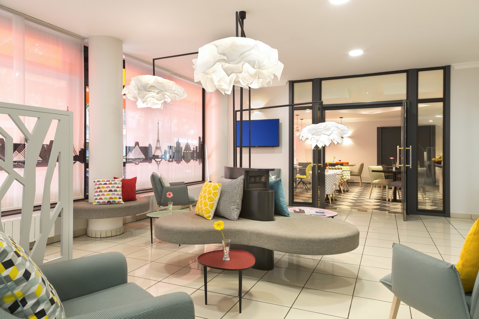 Lounge area of our apart hotel in Paris 12