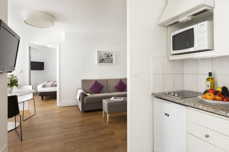 Cuisine entièrement équipée d'un Appartement 2 pièces, appart hotel Paris 11