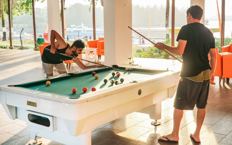 Billiard pool players at HARRIS Resort Batam Waterfront