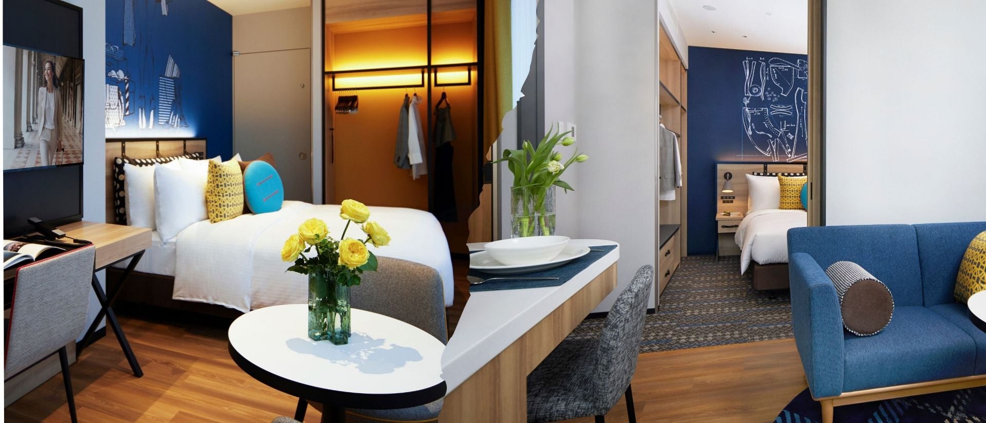 Stay Connected with Living Room 2 Beds​