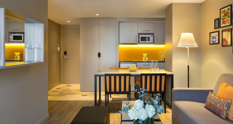 Citadines Las Ramblas Barcelona | One Bedroom Apartment | Living Room 