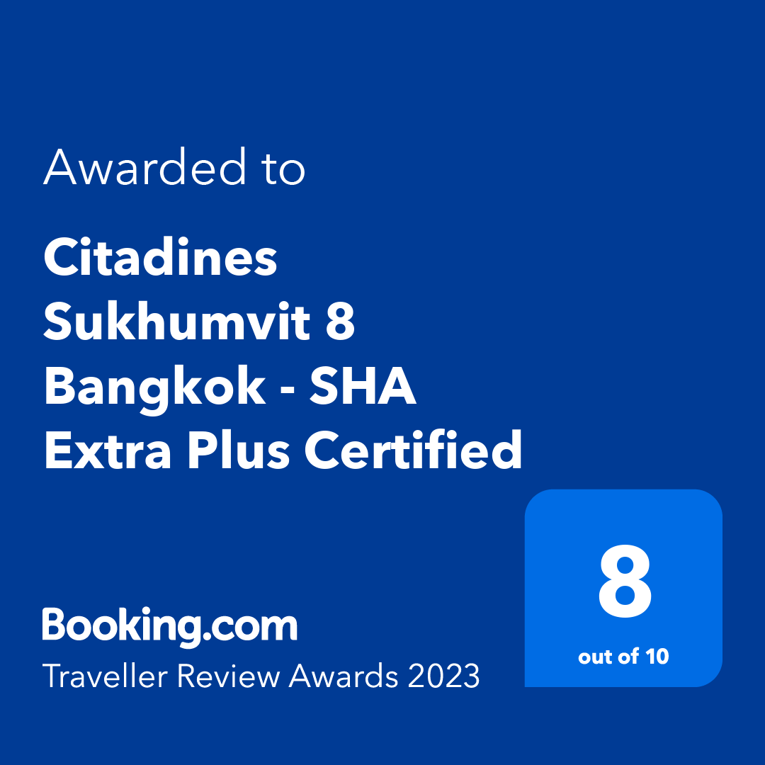 <strong>Traveller Review Awards 2023</strong></br>Citadines Sukhumvit 8 Bangkok has been awarded the 2021 Traveller Review Awards 2023 on Booking.com